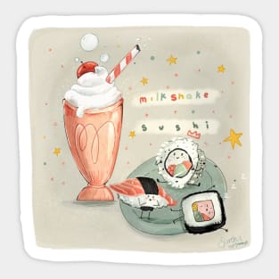 Milkshake and Sushi Sticker